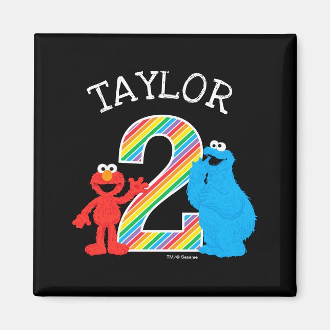 Sesame Street Pals Chalkboard Rainbow 2nd Birthday Magnet (Front)
