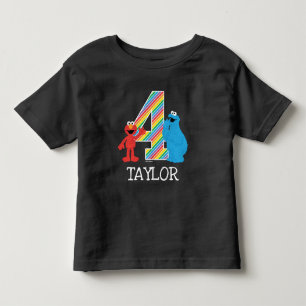 Sesame Street Pals Chalkboard Rainbow 4th Birthday Toddler T-Shirt