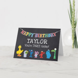 Sesame Street Pals Chalkboard Rainbow Birthday Card