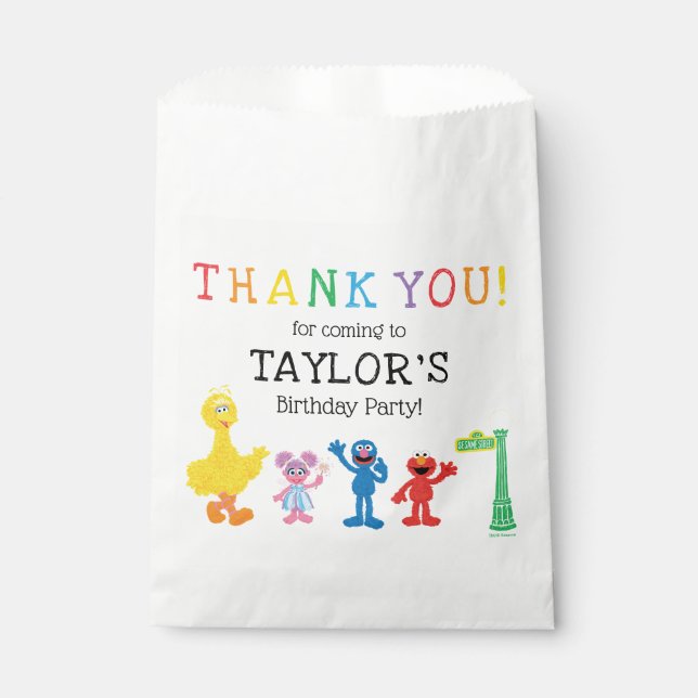Sesame Street Pals Chalkboard Rainbow Birthday Favour Bags (Front)