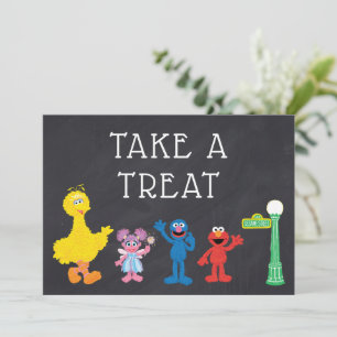 Sesame Street Pals Chalkboard Rainbow Birthday Invitation