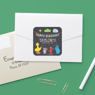 Sesame Street Pals Chalkboard Rainbow Birthday Square Sticker