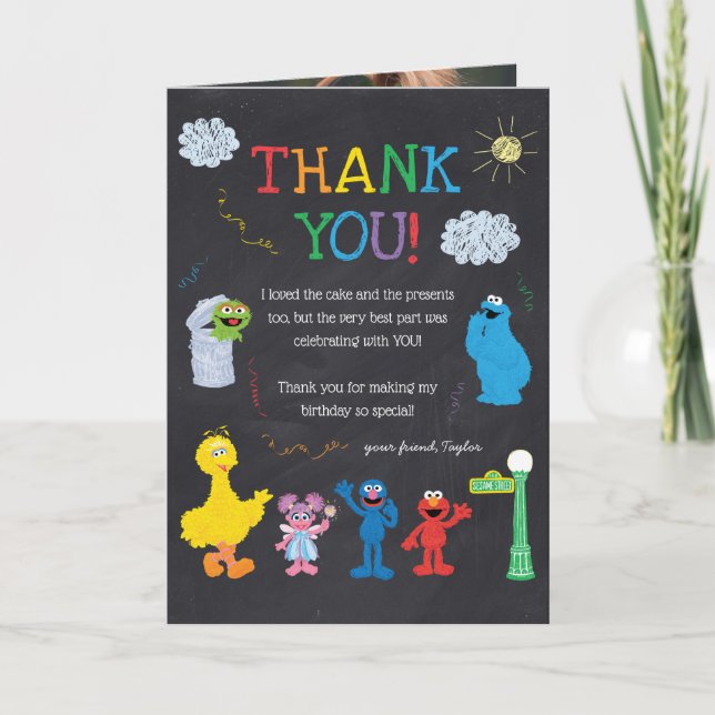 Sesame Street Pals Chalkboard Rainbow Thank You (Front)