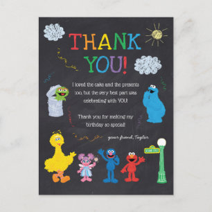 Sesame Street Pals Chalkboard Rainbow Thank You Postcard