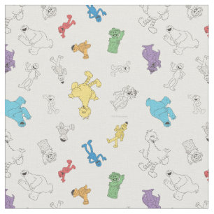 Sesame Street Pals   Colorful Vintage Pattern Fabric
