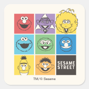 Sesame Street Pals   Colour Blocks Square Sticker
