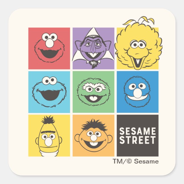 Sesame Street Pals | Colour Blocks Square Sticker (Front)