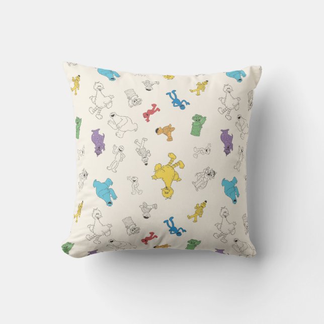 Sesame Street Pals | Colourful Vintage Pattern Cushion (Front)