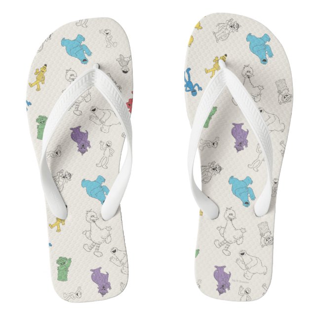 Sesame Street Pals | Colourful Vintage Pattern Flip Flops (Footbed)
