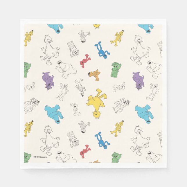 Sesame Street Pals | Colourful Vintage Pattern Napkin (Front)