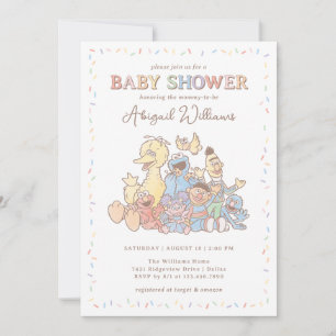 Sesame Street Pals Confetti Baby Shower Invitation