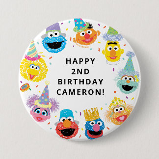 Sesame Street Pals Confetti Birthday 7.5 Cm Round Badge