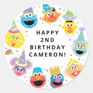 Sesame Street Pals Confetti Birthday Classic Round Sticker