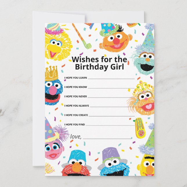 Sesame Street Pals Confetti Birthday Girl Wishes Card (Front)