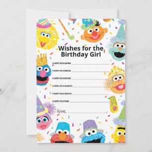 Sesame Street Pals Confetti Birthday Girl Wishes Card