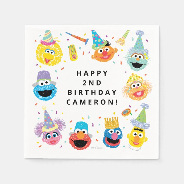 Sesame Street Pals Confetti Birthday Napkin (Front)