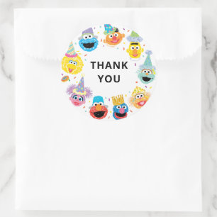 Sesame Street Pals Confetti Birthday Thank You Classic Round Sticker
