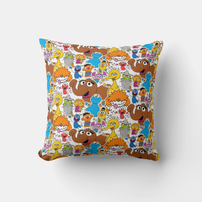 Sesame Street Pals Doodley Pattern Cushion (Front)