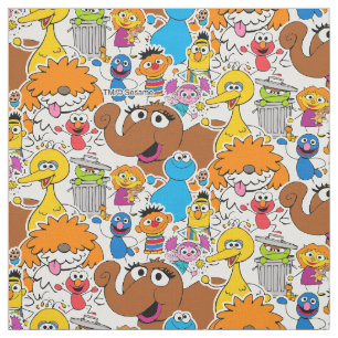 Sesame Street Pals Doodley Pattern Fabric
