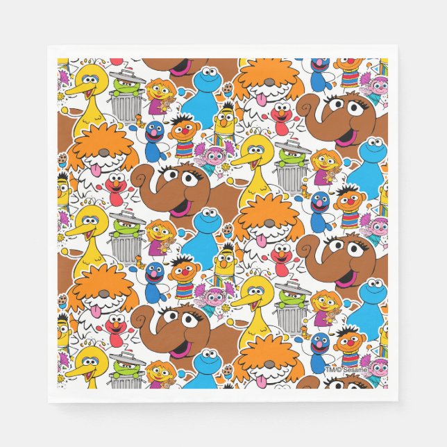 Sesame Street Pals Doodley Pattern Napkin (Front)