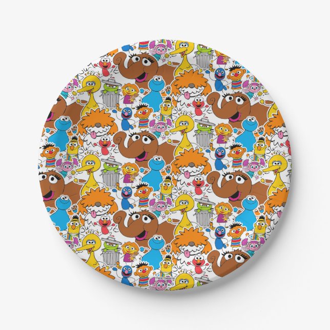Sesame Street Pals Doodley Pattern Paper Plate (Front)