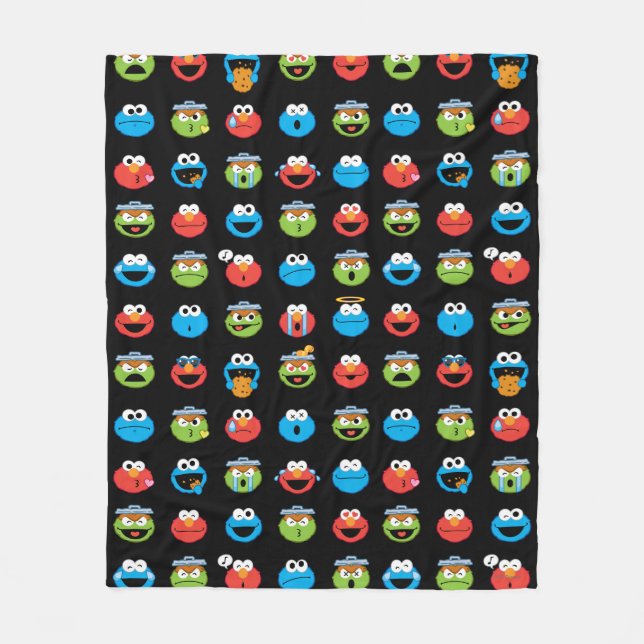 Sesame Street Pals Emoji Pattern Fleece Blanket (Front)