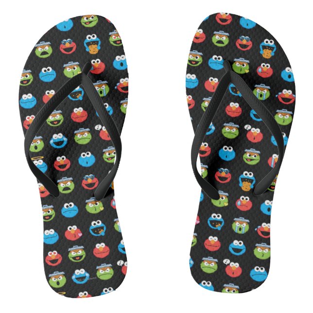 Sesame Street Pals Emoji Pattern Flip Flops (Footbed)