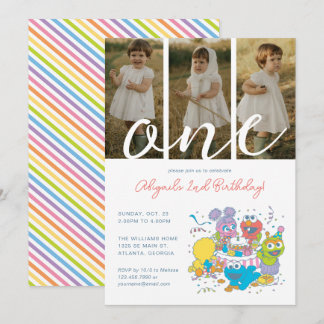 Sesame Street Pals Pastel | 1st Birthday Photo Invitation