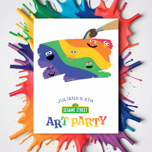 Sesame Street Pals Rainbow Art Party Invitation