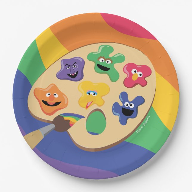 Sesame Street Pals Rainbow Art Party  Paper Plate (Front)