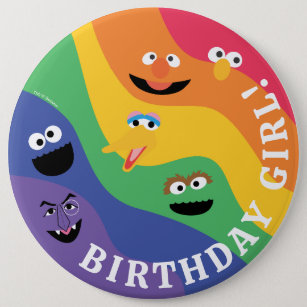 Sesame Street Pals Rainbow Birthday Girl 6 Cm Round Badge