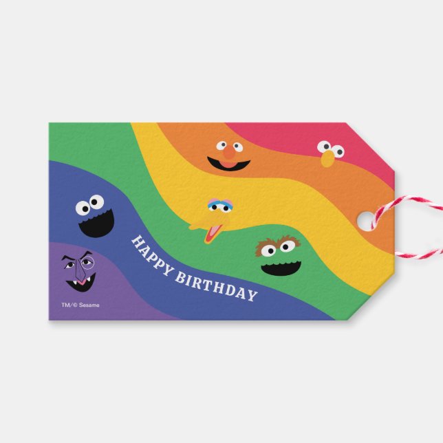 Sesame Street Pals Rainbow Gift Tag (Front (Horizontal))