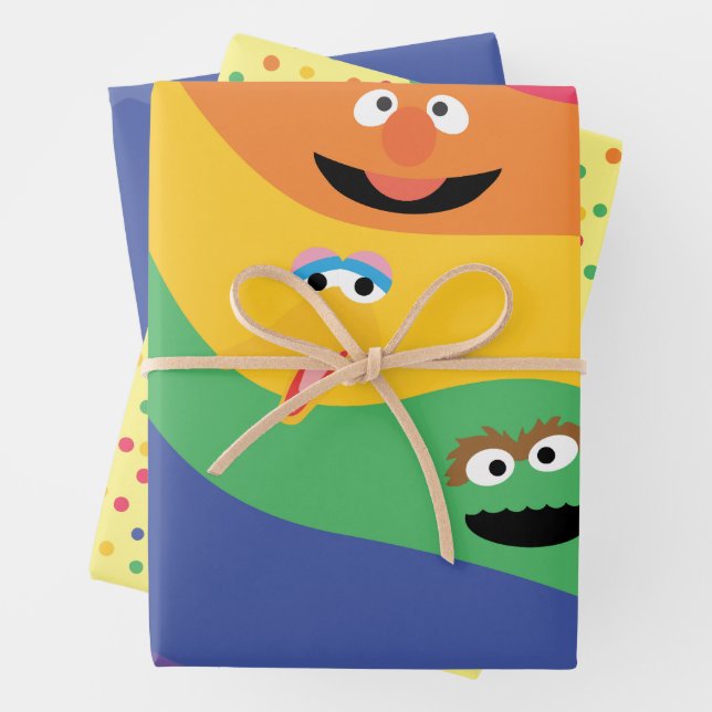 Sesame Street Pals Rainbow Wrapping Paper Sheet (In situ)