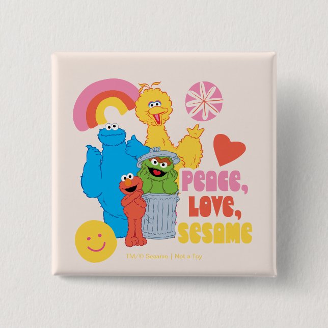 Sesame Street | Peace, Love, Sesame 15 Cm Square Badge (Front)