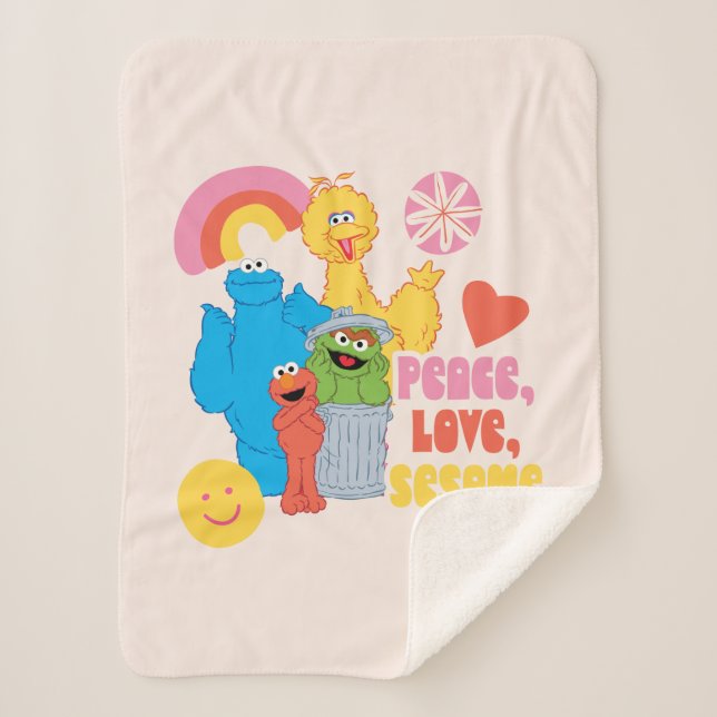 Sesame Street | Peace, Love, Sesame Sherpa Blanket (Front)