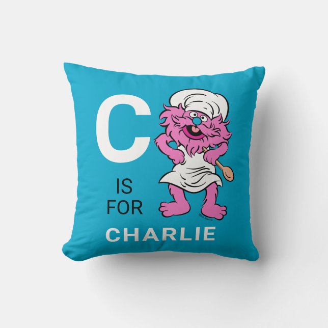 Sesame Street | Personalised Cookie Monster Throw Cushion (Front)