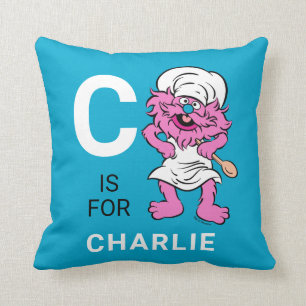 Sesame Street   Personalised Cookie Monster Throw Cushion
