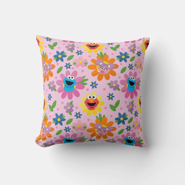 Sesame Street Pink Floral Pattern Cushion (Front)