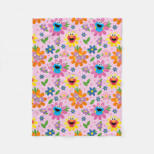 Sesame Street Pink Floral Pattern Fleece Blanket