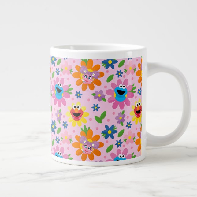 Sesame Street Pink Floral Pattern Large Coffee Mug (Right)