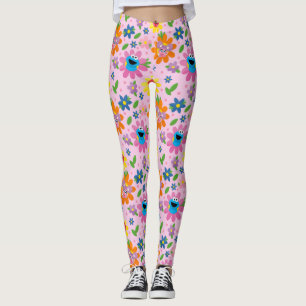 Sesame Street Pink Floral Pattern Leggings