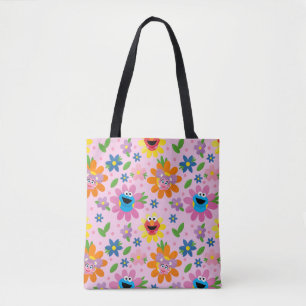 Sesame Street Pink Floral Pattern Tote Bag