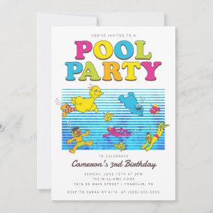 Sesame Street Pool Party Summer Swim Birthday Invitation