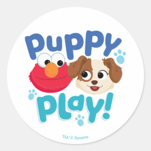 Sesame Street Puppy Play Elmo & Tango Classic Round Sticker