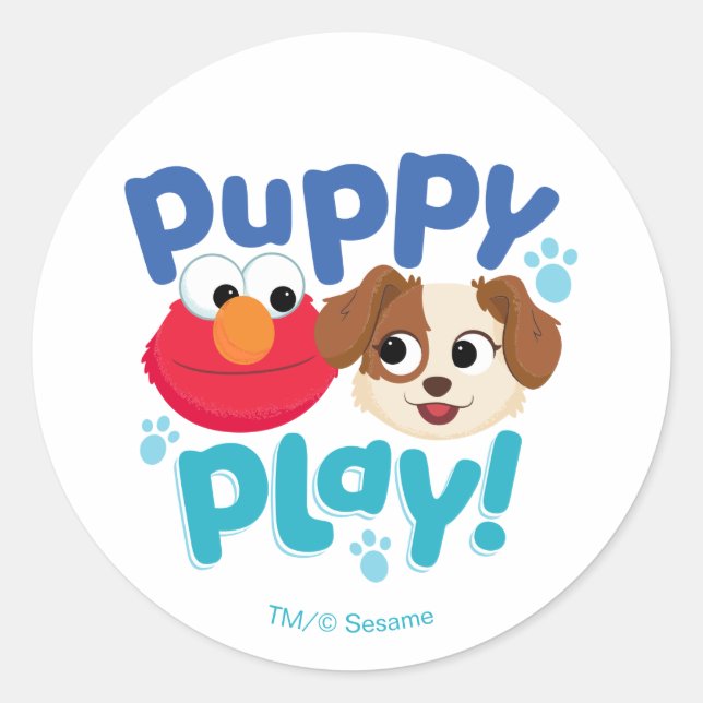 Sesame Street | Puppy Play Elmo & Tango Classic Round Sticker (Front)