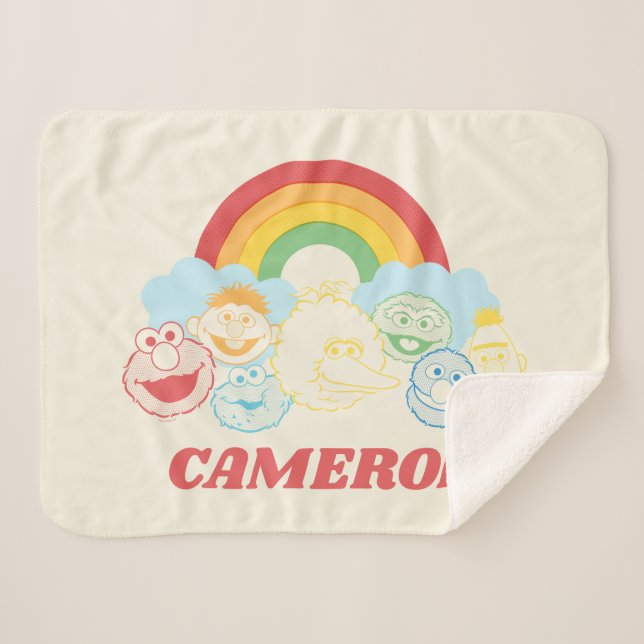 Sesame Street | Rainbow Graphic | Add Your Name Sherpa Blanket (Front (Horizontal))