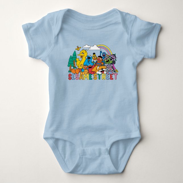 Sesame Street | Rainbow Wave Baby Bodysuit (Front)