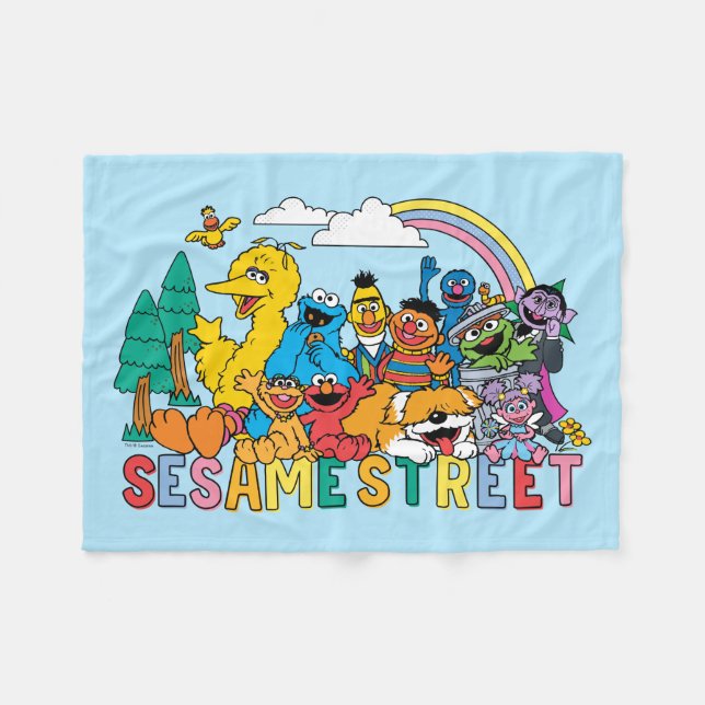 Sesame Street | Rainbow Wave Fleece Blanket (Front (Horizontal))