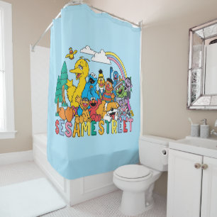 Sesame Street Rainbow Wave Shower Curtain