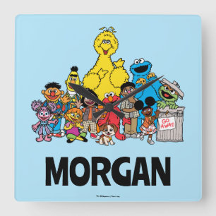 Sesame Street   Sesame Pals Add Your Name Square Wall Clock